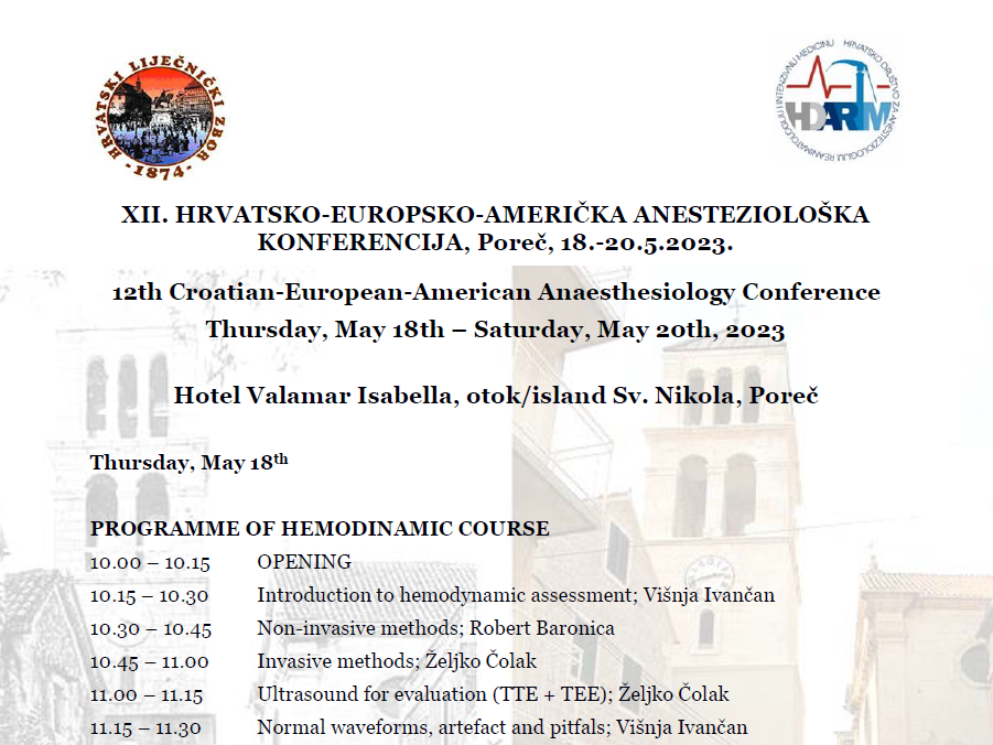 XII. hrvatsko-europsko-američke anesteziološke konferencije