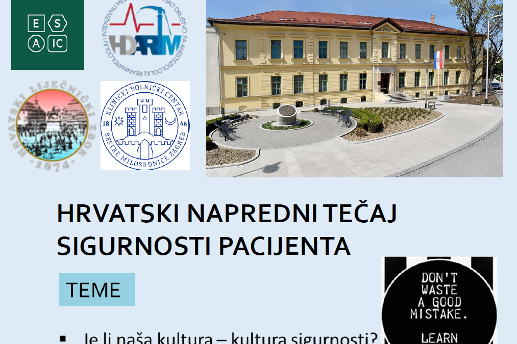 OBAVIJEST – 3. Hrvatski napredni tečaj sigurnosti pacijenta